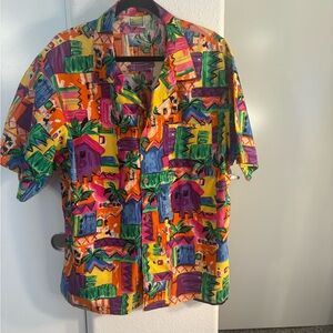 Toucan Dance Vintage Colorful Tropical Print Men's Casual Button Down Shirt